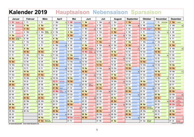 Saisonkalender 2019